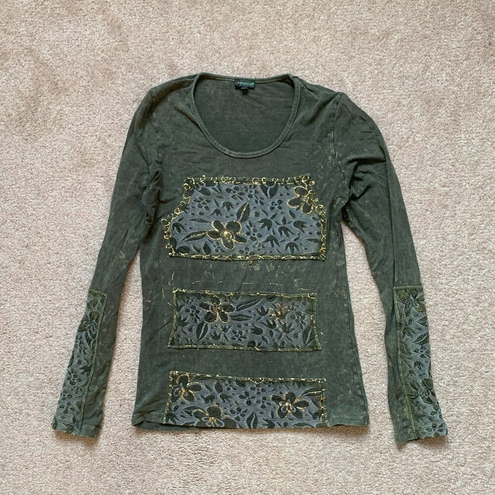 JPG Style Green Slim Flowers Long Sleeve